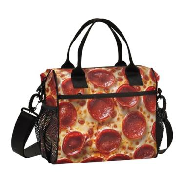 Imagem de ODAWA Lancheira grande de pizza pepperoni para trabalho adulto lancheira com suporte de copo para piquenique