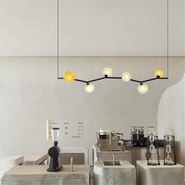 Imagem de OUFULA Lustre Moderno LED Moda Arte Sala de Estar Restaurante Quarto Villa Hotel Balcão Escadas Café Bar Lâmpada Pendente (H A 6 luzes)