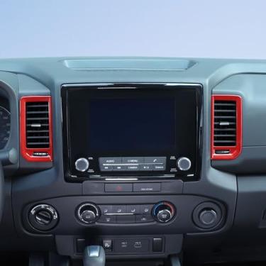 Imagem de Aunginsy 4 peças de acabamento de capa de saída de ar para console central compatível com Nissan Frontier 2022-2024, painel de painel de painel de ar condicionado lateral adesivo protetor de moldura