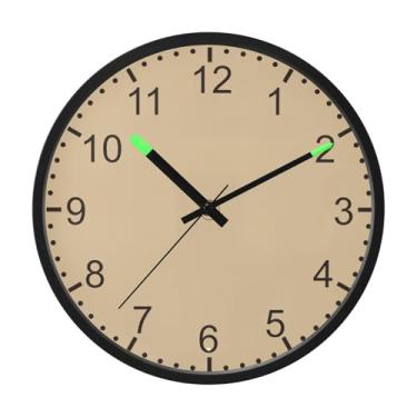 Imagem de ODAWA Relógio de parede ocre pálido com luz noturna 30,5 cm relógio de parede ativado por som para quarto, cozinha, escritório, sala de aula