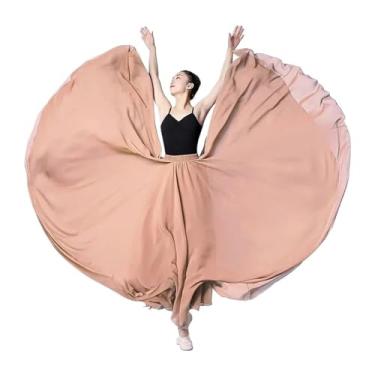 Imagem de Saia rodada feminina flamenco de círculo completo de 720 graus, fantasia de dança espanhola, saia em camadas com borda de babados, 720, Algodão