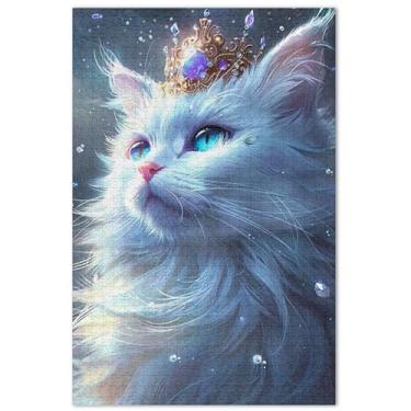 Imagem de Princesa Coroa de Gato Branco Adultos Quebra-cabeça 500 Peças Jogo Quebra-cabeça Presentes Paisagem Quebra-cabeça Pintura Decoração