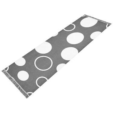 Imagem de GAIGEO Tapetes de poliéster preto e branco com bolinhas, 183 x 59,7 cm, tapetes longos para corredor, tapetes de cozinha laváveis na máquina