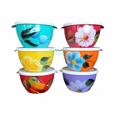 Imagem de mini saladeiras DECORADAScom tampa tigela bowl bacia para marmita/salada/sobremesas/doces/lanches