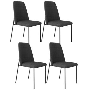 Imagem de Kit 04 Cadeiras Decorativa Estofada Para Sala De Jantar Bella L02 Linho Chumbo - Lyam Decor