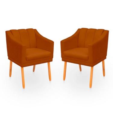 Imagem de Kit com 2 Cadeiras Poltrona para Sala Moderna e Confortável Mila Suede (Terracota)