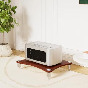 Imagem de SHZYJBRY Suporte de mídia AV de 1 nível, racks e suportes estéreo, gabinete de componente de vídeo, torre de áudio para DVD Player, console de jogos, caixa de TV, roteador WiFi (madeira escura, 1