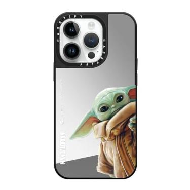 Imagem de CASETiFY Capa espelhada para iPhone 14 Pro [Mandalorian Co-Lab / Proteção contra quedas de 1,5 metros/Compatível com Magsafe] - Grogu - Prata em Preto