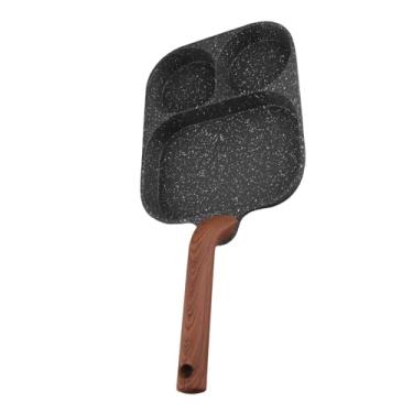 Imagem de GLOGLOW Utensílios de Cozinha Frigideira de Ovo, Alumínio Com Fundo Plano, Preto, 10,4 X 7,7 Polegadas, para Cozinhar café da manhã, Antiaderente, 3 Seções Nan (Fundo Único)