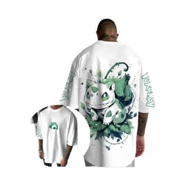 Imagem de Camiseta Bulbasaur Com Estampa Dupla Face, Manga Curta, Estilo Harajuk