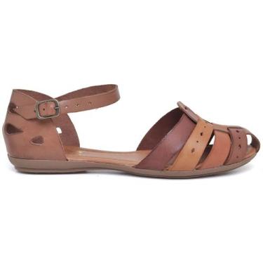 Imagem de Sandália Feminina Rasteira Casual em Couro Conforto com Tiras Trançada