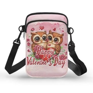 Imagem de CLOHOMIN Bolsa transversal para celular, mini bolsa tiracolo feminina e masculina com bolsos com zíper, Coruja