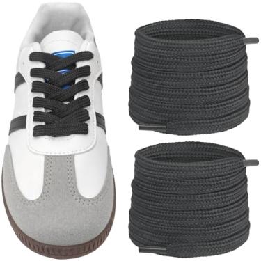 Imagem de UamGlsob Cadarços de poliéster para tênis Samba OG/ADV/LT, cordas de substituição planas de 9 mm, cadarços duráveis e leves sem desgaste, Preto 02, 63"/160cm