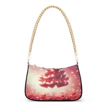 Imagem de Bolsa de ombro com corrente de fantasia vermelha, estampa artística Hobo para uso diário ou festa