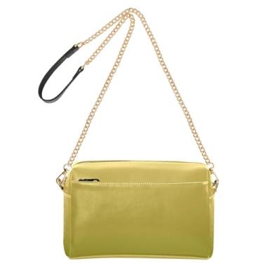Imagem de Joitme Bolsa feminina ombré verde-oliva amarela bolsa tiracolo de couro PU bolsa de ombro alça de corrente bolsa para celular