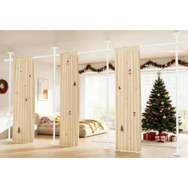 Imagem de SUNALLY Haste de cortina divisória de quarto, divisória de parede sem perfuração para separação de ambientes, 1,2 a 3 m (A) 71-434 cm (L) Separador de espaço de separação resistente ajustável suporte