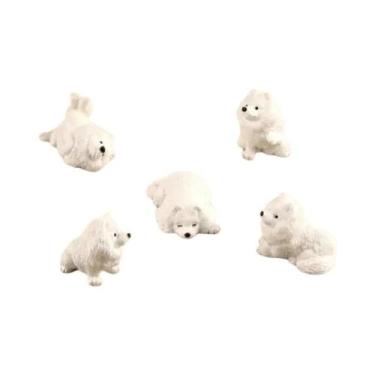 Imagem de Decorações De Mesa Em Resina De Filhote De Samoyed Mini 5 Peças Acessó