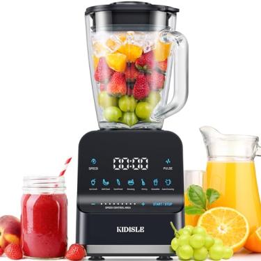 Imagem de KIDISLE Liquidificador Profissional Para Smoothies De 1200 W, Jarra Vidro 1,4 Litro, Triturador Gelo, Purê, Tela Sensível Ao Toque 9 Velocidades Com Função Pulsar E 7 Funções, Preto