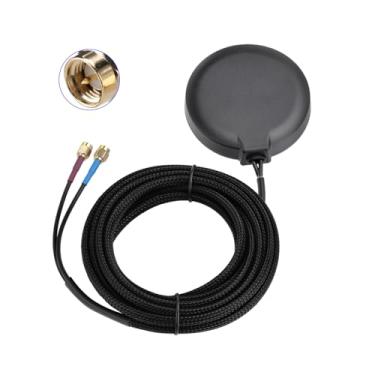 Imagem de SZSAUTO Antena magnética adesiva 4G LTE Cellular + GPS com conector macho SMA duplo para carro, caminhão, rastreador GPS 4G LTE, rastreamento em tempo real, gravador de vídeo e câmera de segurança DVR