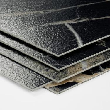 Imagem de LaCheery 30,5 x 30,5 cm, azulejo de piso à prova d'água, para banheiro, mármore preto, descascar e colar, à prova d'água, vinil, azulejos, autoadesivos, cozinha, banheiro, trailer, pisos, 4 azulejos