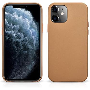 Imagem de MURVE Capa compatível com iPhone 12/12 Pro 6,1 polegadas, capa à prova de choque, capa de couro premium super fina, forro de microfibra, capa antiderrapante compatível com carregamento sem fio (cor: