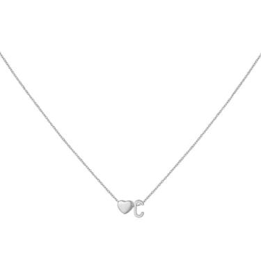 Imagem de brenstof Colar feminino com inicial de coração dos EUA - Colar com pingente de letra A banhado a ouro 18K delicados colares de coração minúsculos colares de inicial para presentes de aniversário para