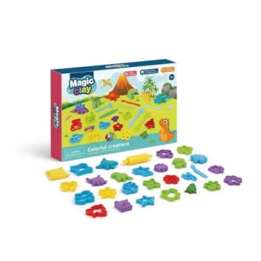 Imagem de Massinha de Modelar Infantil Magic Clay - Kit com Acessórios, 8 Moldes - 6 Dinossauros, 2 Moldes Adicionais, Brincadeira Divertida para Crianças Acima de 3 Anos