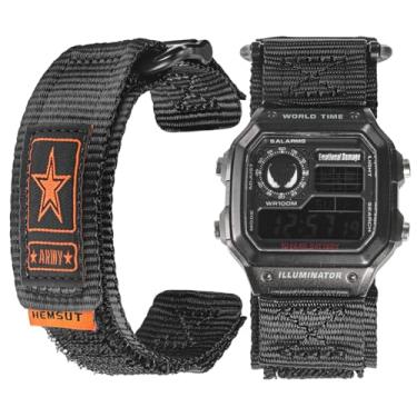 Imagem de HEMSUT Pulseira de relógio de nylon de liberação rápida de 18 mm para G-Shock compatível com Casio G-Shock AE/F/W Series (AE-1200, F-91W, W-735H, DW-H5600), pulseira de substituição estilo militar