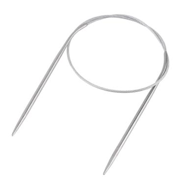 Imagem de Naroote Ferramentas de tricô de Aço Inoxidável Duráveis ​​dos Pinos de crochê da Agulha Circular Altamente Polida para Várias Necessidades de Confecção de Malhas (43cm)