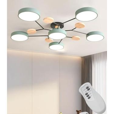 Imagem de Lustre de LED moderno em formato de flor, com intensidade regulável, controle remoto e temperatura de cor ajustável. Luminária em acrílico para sala de estar, quarto e sala de jantar. 72W (v