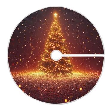 Imagem de Blueangle Saia de poliéster macio para árvore de Natal com estrelas brilhantes de 118 cm para decoração de árvore de Natal (478)