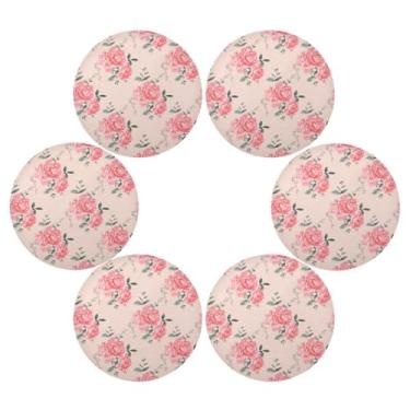 Imagem de Wassud Jogo americano conjunto de 6 tapetes redondos de flores retrô para cozinha e jantar, tapetes laváveis e resistentes ao calor, decoração de mesa 39 cm