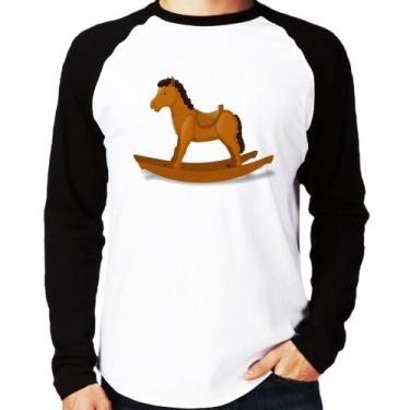 Imagem de Camiseta Raglan Cavalinho De Pau Manga Longa - Foca na Moda, Branco, P