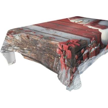 Imagem de Blueangle Linda toalha de mesa de boneco de neve de Natal – Toalha de mesa retangular de poliéster impermeável e resistente a manchas para ambientes internos e externos, 137 x 183 cm (24)
