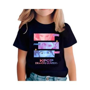 Imagem de Camiseta Infantil Kpop Demon Hunters, Manga Curta, Saja Harajuku, Para