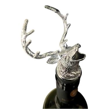 Imagem de Bico Dosador Veado Prateado Inox Garrafa Vinho Whisky Gin Aerador Cabeça Cervo Bar Profissional Decantador Bebidas Luxo Vintage Metal Coquetelaria Presente Homem Gourmet Biqueira Premium