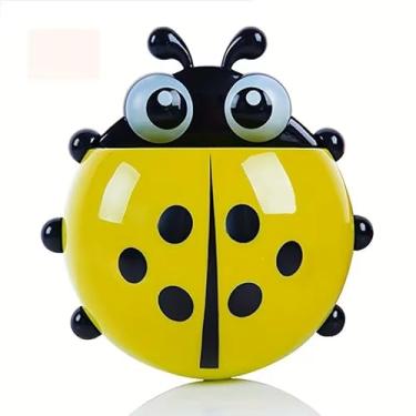 Imagem de Suporte de escova de dentes de desenho animado sem broca, armazenamento de parede, organizador criativo de pasta de dente com ventosa fofa - amarelo