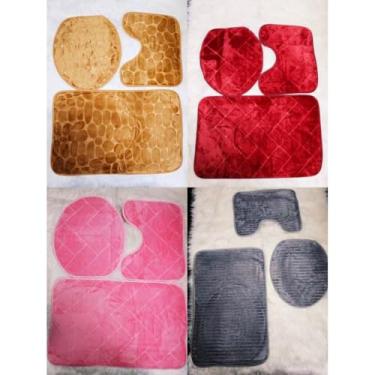 Imagem de Tapete Jogo De Banheiro 3 Pçs Liso (Aleatório)