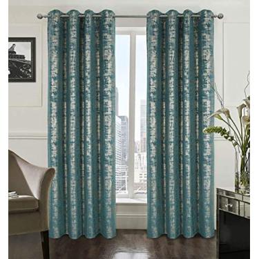 Imagem de ZYDADA Cortinas de veludo, efeito folha dourada brilhante, cortinas opacas com isolamento térmico, cortinas para janela redutoras de ruído com ilhoses para festa/casamento/armário