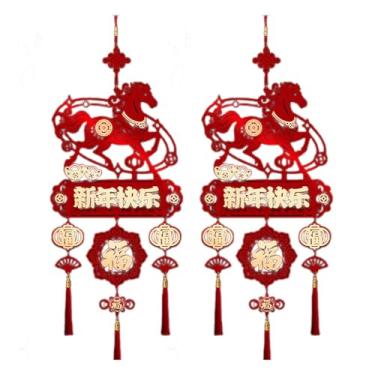 Imagem de Esquirla Conjunto de 2 peças de decoração para o Ano Chinês, adereços para fotos, pingente fácil de pendurar, símbolo do Cavalo Lunar 2026, para decoração