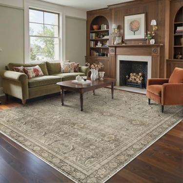 Imagem de BESBLEE Tapetes de área 20 x 25 cm laváveis à máquina para sala de estar, tapetes grandes boho vintage para quarto, sala de jantar, antiderrapante, interior, macio, desgastado, leve, fino, tapete de