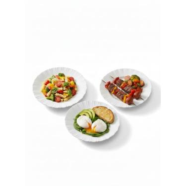 Imagem de Kit Jogo de 50 Pratos Redondo Pétala com Design Orgânico, Pratos Resistentes para Mesa Posta, Almoço e Jantar, Conjunto Elegante para Servir, Material Durável e Reutilizável.