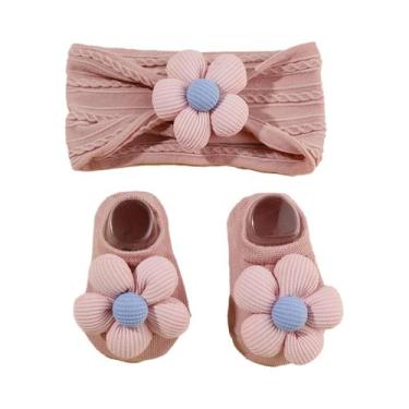 Imagem de Conjunto De Faixa De Cabelo E Meias Para Bebês Meninas Recém-Nascidas 
