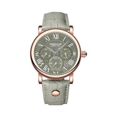 Imagem de Relógio De Pulso Masculino De Luxo À Prova d'Água Em Couro Cronógrafo 