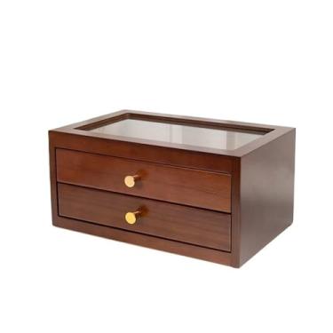 Imagem de Caixa de joias de madeira de grande capacidade - Organizador multicamadas para brincos, colares e pingentes, armazenamento elegante com compartimentos divididos para fácil acesso