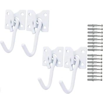 Imagem de 4 Peças Gancho De Rede Balanço até 250kg Armador Aço Reforçado Com 16 Parafusos E 16 Buchas(Branco)
