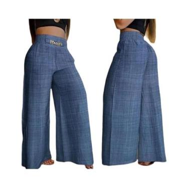 Imagem de Calças de Perna Larga Cintura Alta - Estilo Elegante e Solto para o Ve