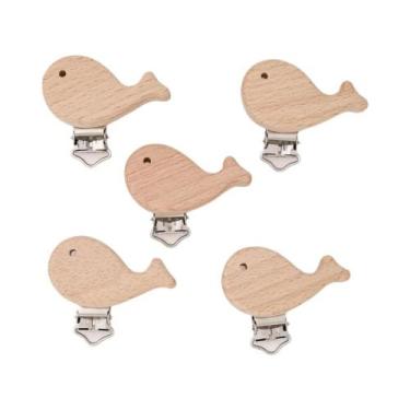 Imagem de Clipes De Chupeta De Madeira De Bétula Para Bebês 5 Peças Acessórios D