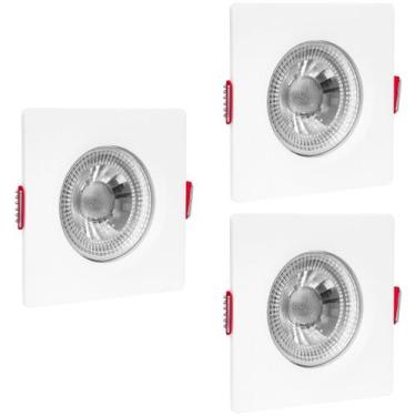 Imagem de Kit 3 Spot Led 3W Quadrado Embutir Branco Frio 6500K - Fácil Instalaçã