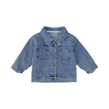Imagem de Novas roupas de outono para bebês de 0 a 3 anos, jaqueta jeans de mang